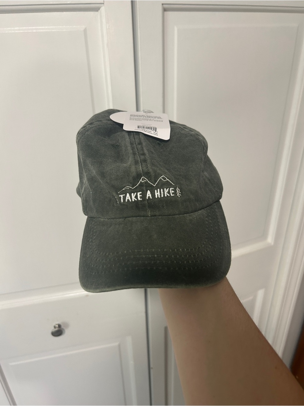 Take A Hike Embroidered Cap - Olive Green